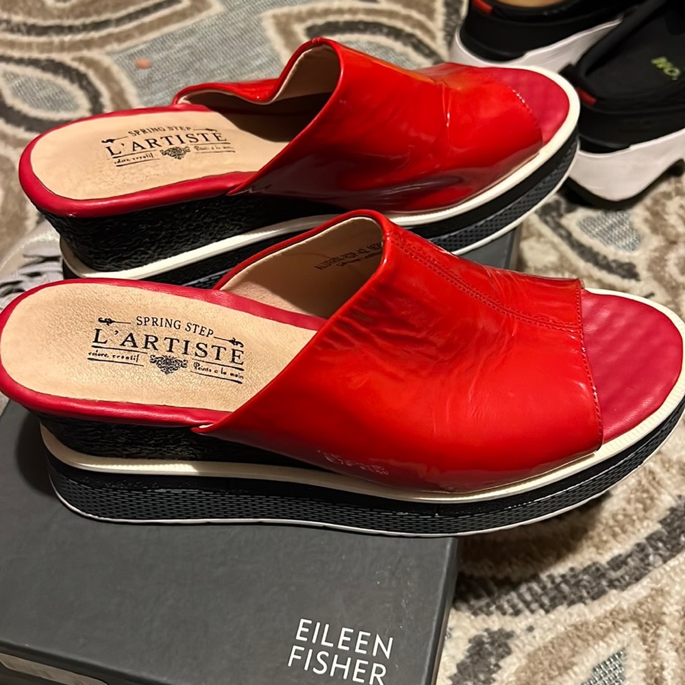 Spring Step Red Patent Wedges Size 42 - image 1